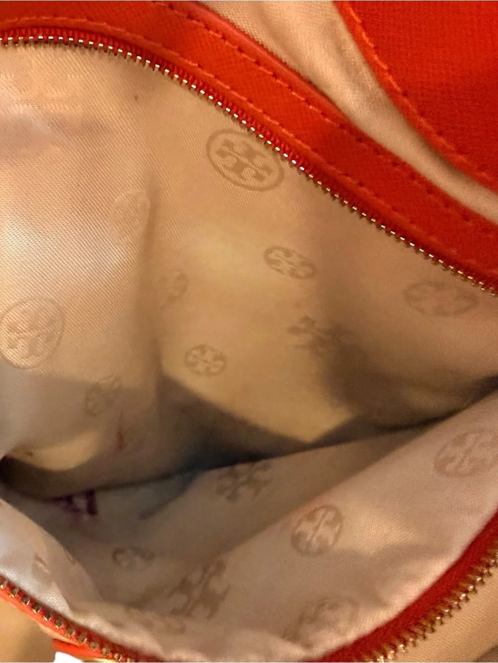 Tory Burch Amanda Orange Pebbled Leather Satchel Crossbody Bag